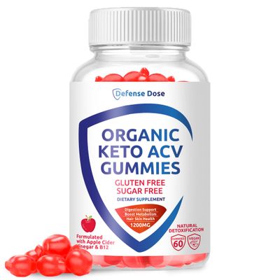 Defense Dose Organic Keto ACV Gummies - Gluten Sugar Free Pro Active Apple Cider Vinegar Supplement for Women Men 1200MG