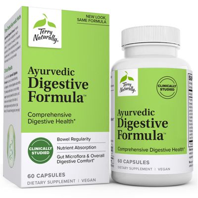 Terry Naturally Ayurvedic Digestive Formula - Digestive Support for Regularity - Support for Bowel Health - Nutrient Absorption Support - Support Gut Health Gut Microflora - 60 Capsules