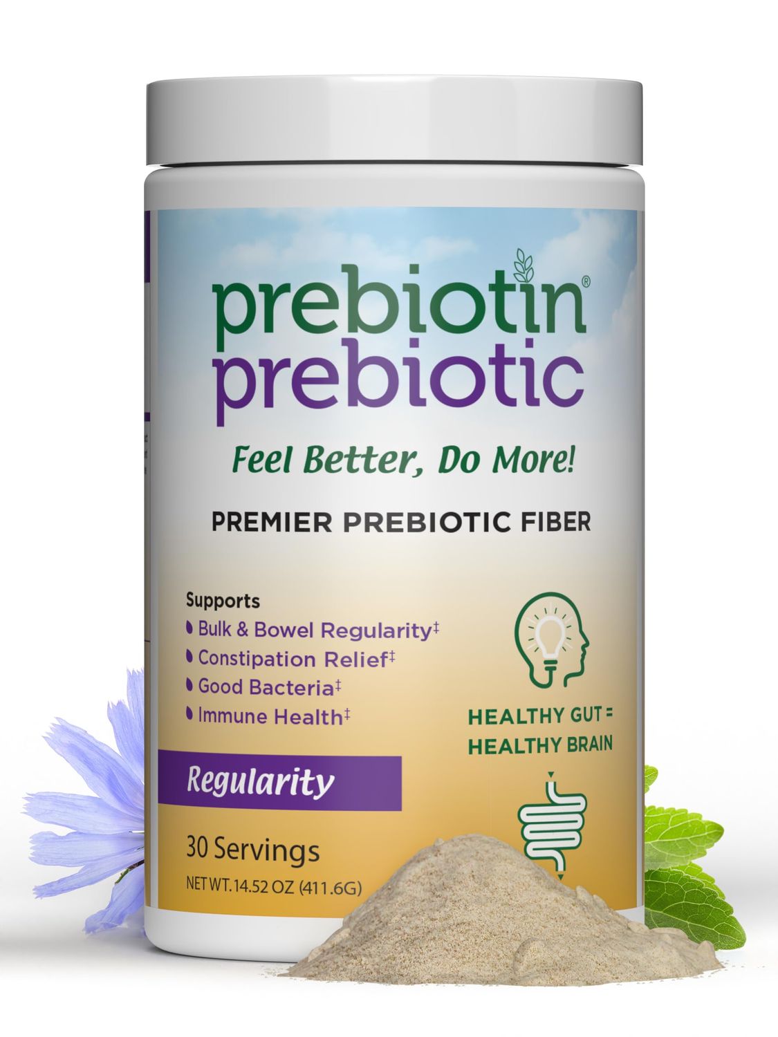 Prebiotin Prebiotic Regularity - 14.52 oz - 30 Servings - Supports Digestive Health Bowel Regularity - Balances Gut Microbiome, Boosts Your Own Probiotics Promotes Soft Stool