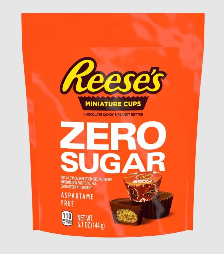 Reeces Zero Sugar Miniatures Chocolate Peanut Butter Cups Candy 5.1oz - Sugar Free Candy, Smooth Peanut Butter, Rich Chocolate, Diabetic Friendly Chocolate Candy, Reeces Peanut Butter Cups