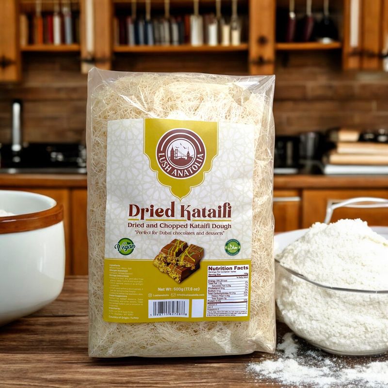 Premium Dried Kataifi Shredded Fillo Dough for Viral Dubai Pistachio Chocolate Bar, Kunafa, Knafeh, and Middle Eastern Desserts - Kadaifi Pastry, 500g 17.6 oz