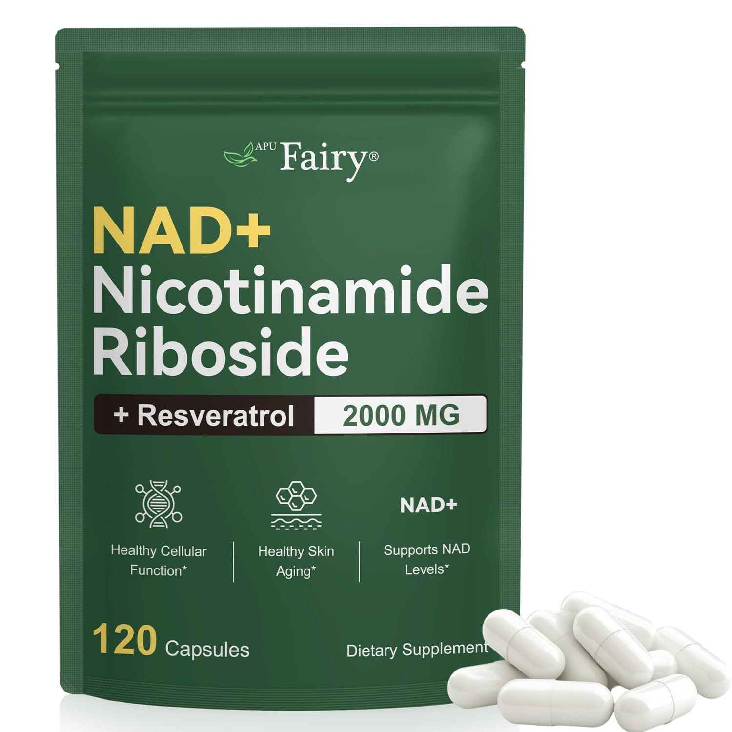 NAD Supplement,Nicotinamide Riboside,NAD 2000MG Liposomal Supplements for Women Men,Liposomal Nicotinamide Riboside Resveratrol for Anti-Aging, Energy,Focus 120 Capsule 120