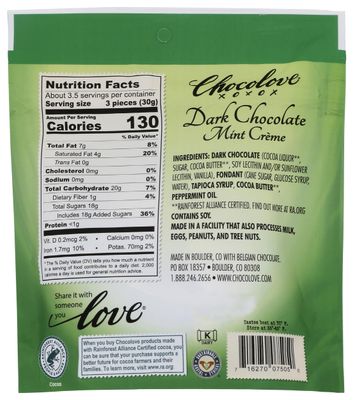 CHOCOLOVE Dark Chocolate Mint Crme Bites, 3.5 OZ