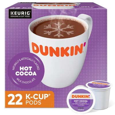 Dunkin Milk Chocolate Hot Cocoa, 0.51 oz. Keurig K-Cup Pods, 22Box 611247377215