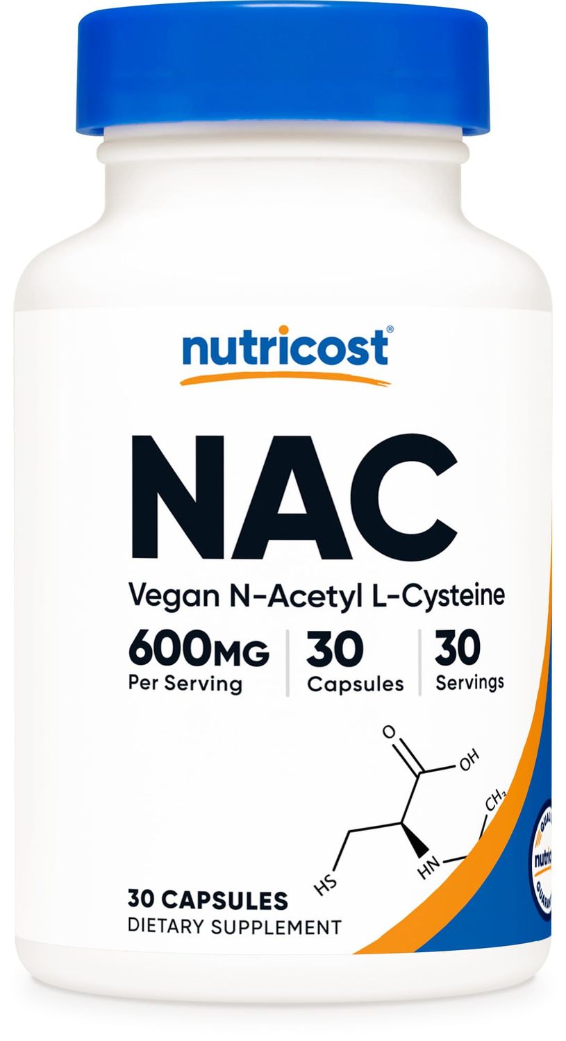 Nutricost N-Acetyl L-Cysteine NAC 600mg, 30 Vegan Capsules - GMO Free, Gluten Free, Vegetarian Caps