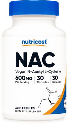 Nutricost N-Acetyl L-Cysteine NAC 600mg, 30 Vegan Capsules - GMO Free, Gluten Free, Vegetarian Caps
