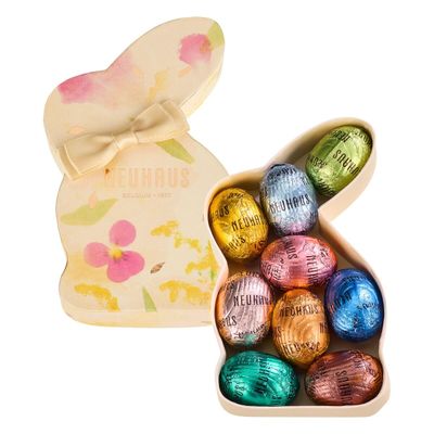 Neuhaus Belgian Chocolate Pink Bunny Gift Box - 9 Chocolate Eggs Assorted Milk, White Dark Chocolate - Easter Egg Assortment - Easter Gift