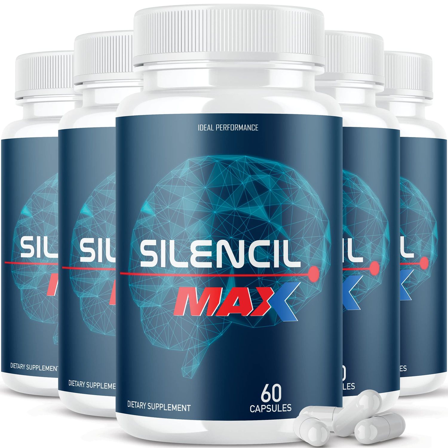 IDEAL PERFORMANCE 5 Pack Silencil Tinnitus Max Supplement Pills Silencio Silencile 300 Capsules