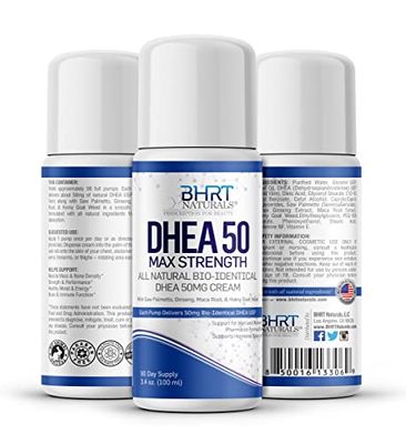 DHEA Cream 50mg for Men Women Bioidentical DHEA USP Natural - Natural Energy Supplement, Mood Boost for Healthy Aging, Support Hormone Balance - 90 Day Supply, USA Made, Pharmacist Formulated