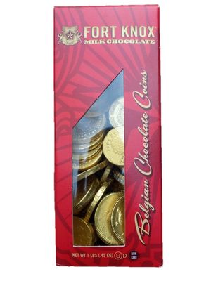 Fort Knox Gold Tone Foil Wrapped Belgian Milk Chocolate Coins, 1 Pound