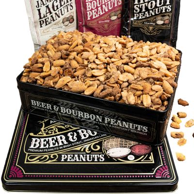 Nuts Gift Basket for Men, Unique Flavored Peanuts Assortment in a Cool Tin Gift Box, Easter, Birthday Gift for Men, Great Gift for Men, Healthy Snack