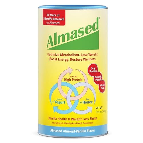 Almased Vanilla Meal Replacement Shake - Low-Glycemic High Plant Base Protein Powder- Nutritional Weight Health Support Supplement - Vanilla Flavor - 17.6 oz 1.1 Pound 1 Pack