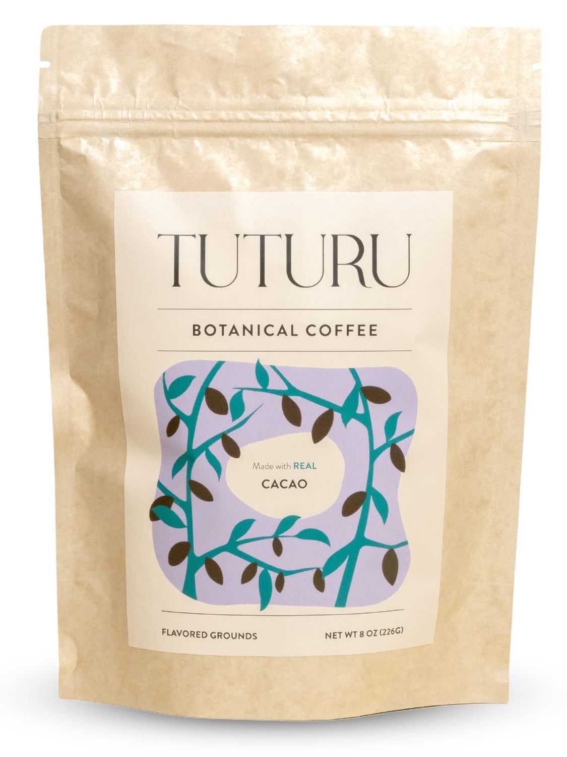 Organic Dark Chocolate Ground Coffee - Real Cacao - Medium Roast, Organic Flavored Coffee - Smooth Low-Acid - Perfect for Drip, Pour Over or Cold Brew - 8 oz, 22 Servings