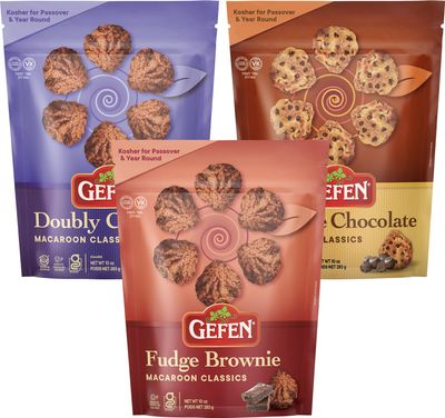 Gefen Gluten Free Macaroons, 10oz 3 Pack Variety Double Chocolate, Chocolate Chip, Fudge Brownie Resealable Bag Dairy Free Kosher for Passover