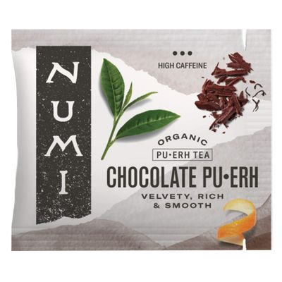 Numi Organic Chocolate Pu-erh Tea, 100 Tea Bags, Aged Yunnan Pu-erh Black Tea with Cocoa Sweet Orange Peel, Caffeinated