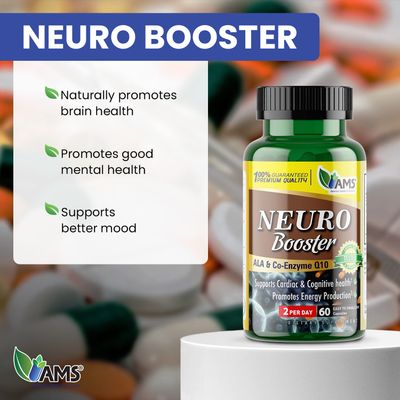 America Medic Science Neuro Booster 60 Capsules Nutritional Supplement for Brain Health Vitamin Pills for Better Memory and Cognitive Function with Coenzyme Q10, ALA, and Acetyl L-Carnitine