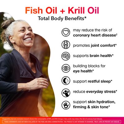 Omega-3 Blend Total Body Refresh 500mg Softgels, MegaRed 65 count in a bottle, Easily Absorbed Krill Oil, To Support Your Heart, Joints, Brain Eyes