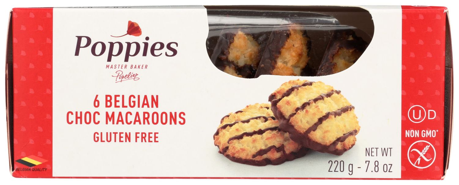 Poppies Belgian Large Chocolate Drizzle Macaroons, 7.8 Ounces Pack Of 12