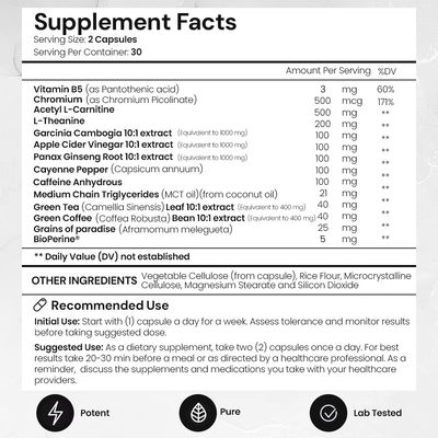 ACEWORKZ Ignite - Metabolism, Cravings, Weight Management Support for Men Women - Nootropic Brain Supplement for Focus Energy - BioPerine for Max Absorption 60 Capsules