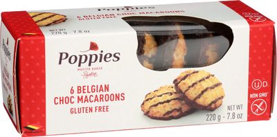 Poppies Belgian Large Chocolate Drizzle Macaroons, 7.8 Ounces Pack Of 12