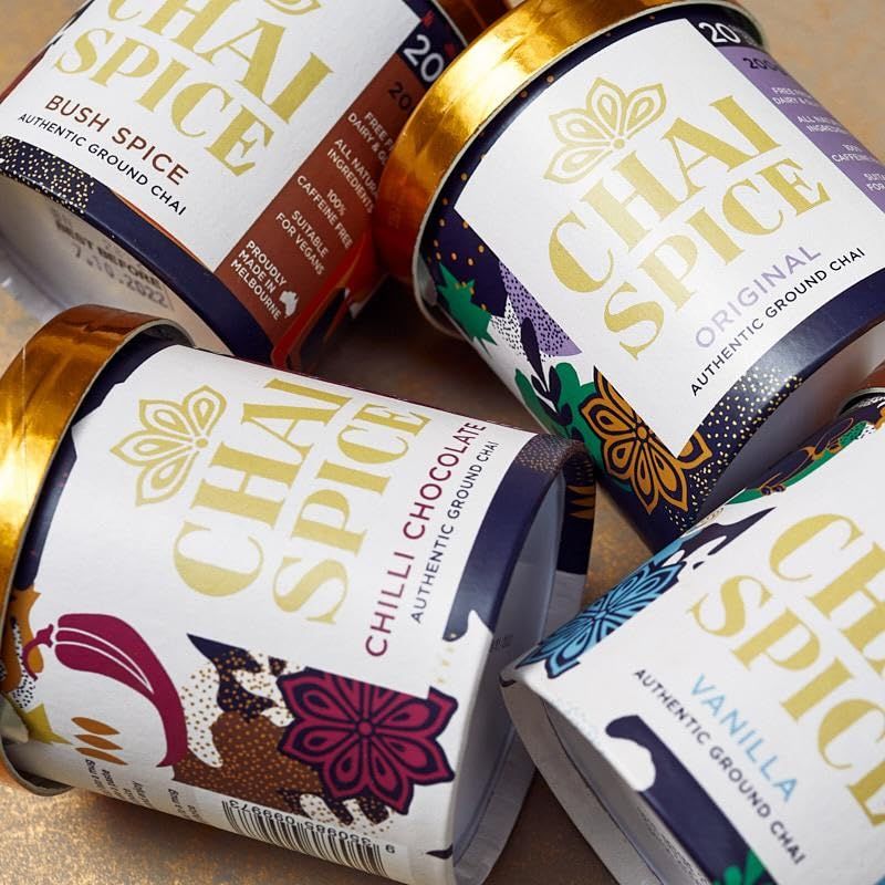 Chai Spice Authentic Ground Chai Chilli Chocolate Chai Powder 200g - Spicy Drink Mix for Hot Cold Beverages, Iced Lattes, Desserts Baking - Caffeine-Free