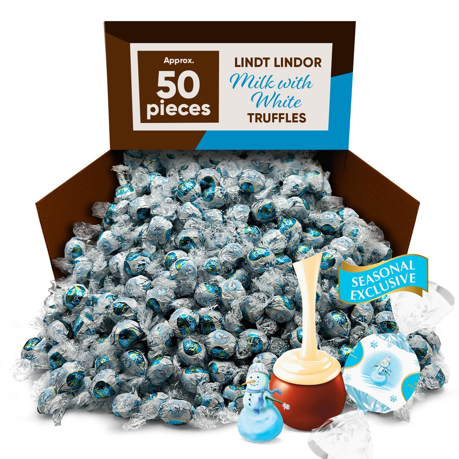Milk with White Milk Chocolate Truffles 50 Count - Individually Wrapped Candy Milk White Chocolate - Delicious Combination of Creamy Milk Chocolate Smooth White Chocolate