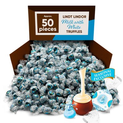 Milk with White Milk Chocolate Truffles 50 Count - Individually Wrapped Candy Milk White Chocolate - Delicious Combination of Creamy Milk Chocolate Smooth White Chocolate