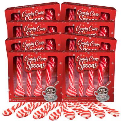 Christmas Candy Cane Spoons, Peppermint Stirrers for Hot Chocolate and Coffee, Holiday Stocking Stuffer Gifts, Pack of 8 32 Pieces