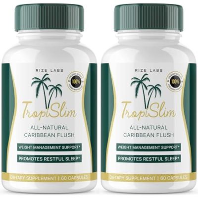 Official 2 Pack Tropislim, Tropislim All Natural Caribbean Flush, Weight Loss Supplement, Tropislim Slimming Capsules for Women, Healthy Lifestyle Leaner Physique, Tropical Reviews 120 Capsules