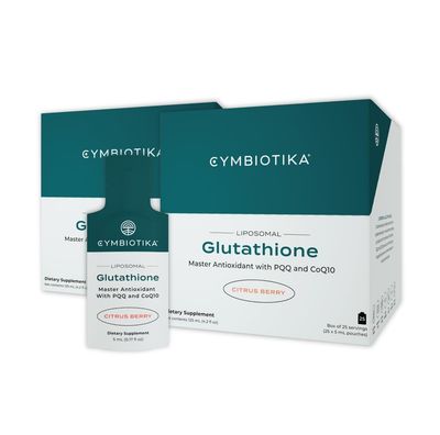 CYMBIOTIKA Glutathione with PQQ CoQ10, USA Made, Liposomal Delivery, Glutathione Supplement, for Energy, Gut Health Immune Support, Natural Antioxidant, Citrus Berry, 25 Pack, 2pck 2