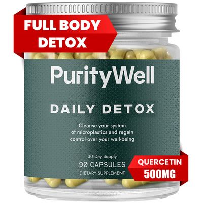 PurityWell Full-Body Support Supplement with Quercetin 500mg, Vitamin C L-Cysteine - Supports Respiratory, Liver Digestive Health - 90 Capsules