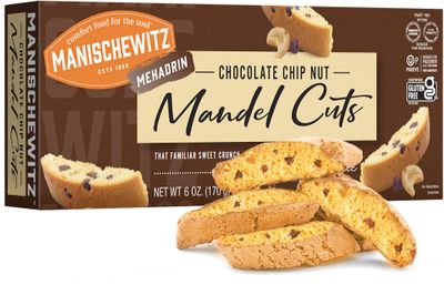Manischewitz Chocolate Chip Nut Mandel Cuts 6oz, Dairy Free, Gluten Free Grain Free Biscotti, Kosher for Passover