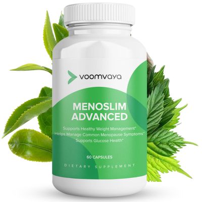 VoomVaya MenoSlim Advanced Menopause Weight Loss for Women - Menopause Perimenopause Supplements for Women - Estrogen Supplement Menopause Relief for Hot Flashes, Bloating, Energy - 60 Capsules