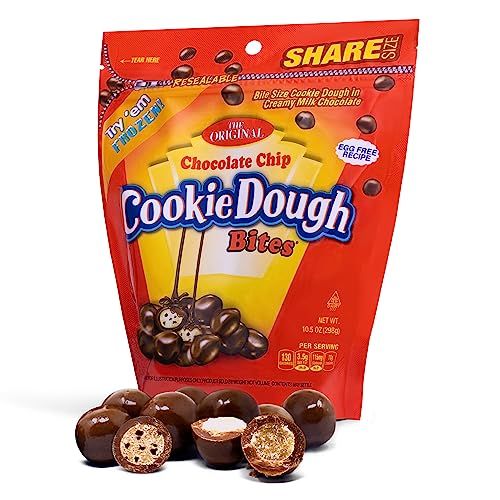 Candylandia Cookie Dough Bites Candy with Raw Edible Cookie Dough in Value Size 10.5 ounce bag  Chocolate Chip Flavor  1 bag