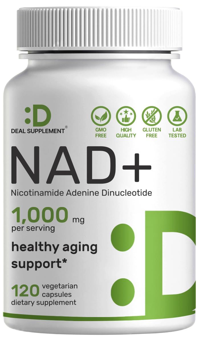NAD Supplement 1,000mg Per Serving, 120 Veggie Capsules - Extra Strength, Boosts NAD Levels - Healthy Aging, Energy, Brain Support - Similar to Nicotinamide Riboside - Non-GMO