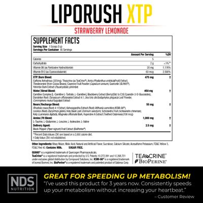 LIPORUSH NDS Nutrition XTP Thermogenic Fat Burner with L-Carnitine - Energy, Focus, and Appetite Control - Extreme Thermogenic Fat Burning Powder Weight Loss - Caramel Apple 45 Servings