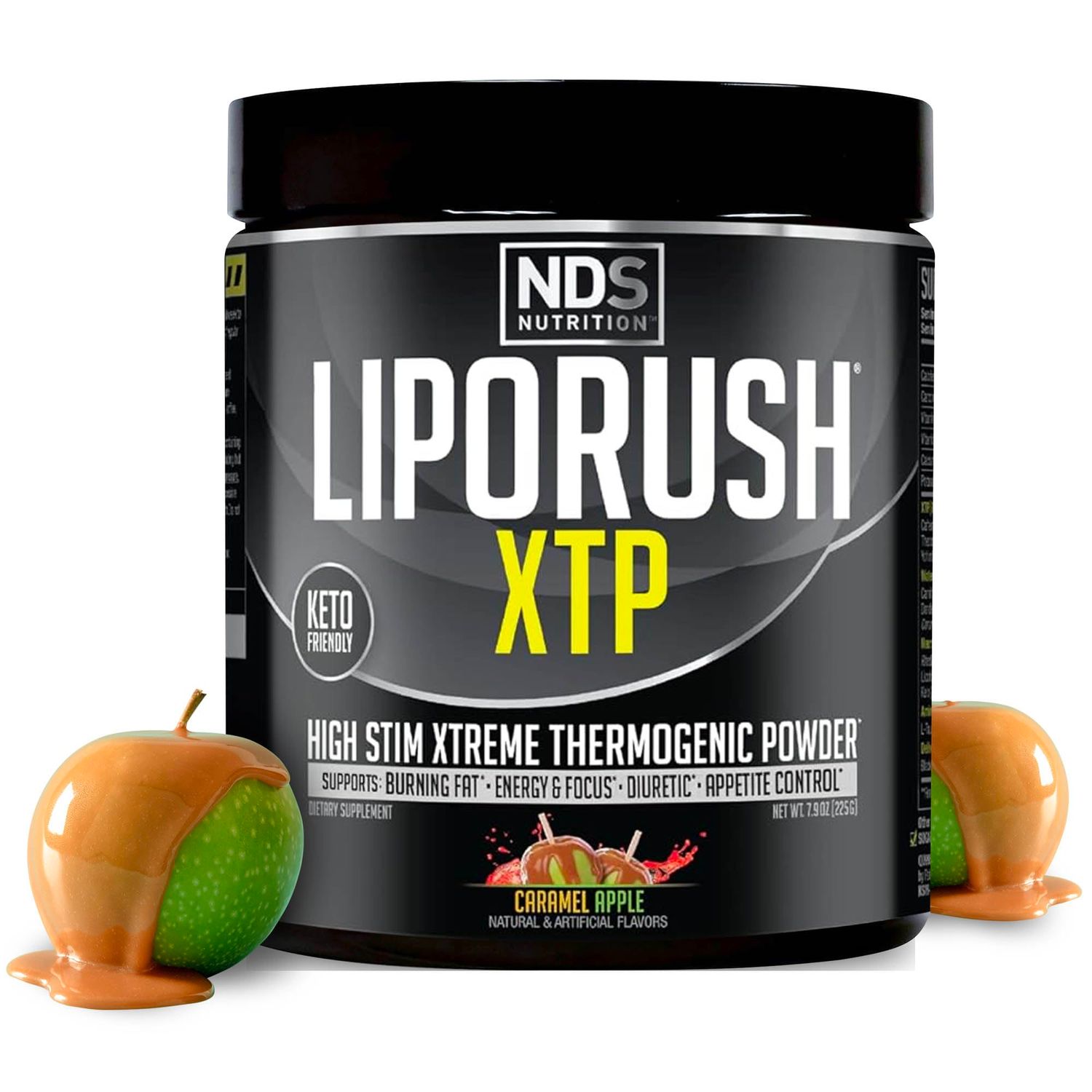 LIPORUSH NDS Nutrition XTP Thermogenic Fat Burner with L-Carnitine - Energy, Focus, and Appetite Control - Extreme Thermogenic Fat Burning Powder Weight Loss - Caramel Apple 45 Servings