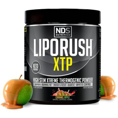 LIPORUSH NDS Nutrition XTP Thermogenic Fat Burner with L-Carnitine - Energy, Focus, and Appetite Control - Extreme Thermogenic Fat Burning Powder Weight Loss - Caramel Apple 45 Servings