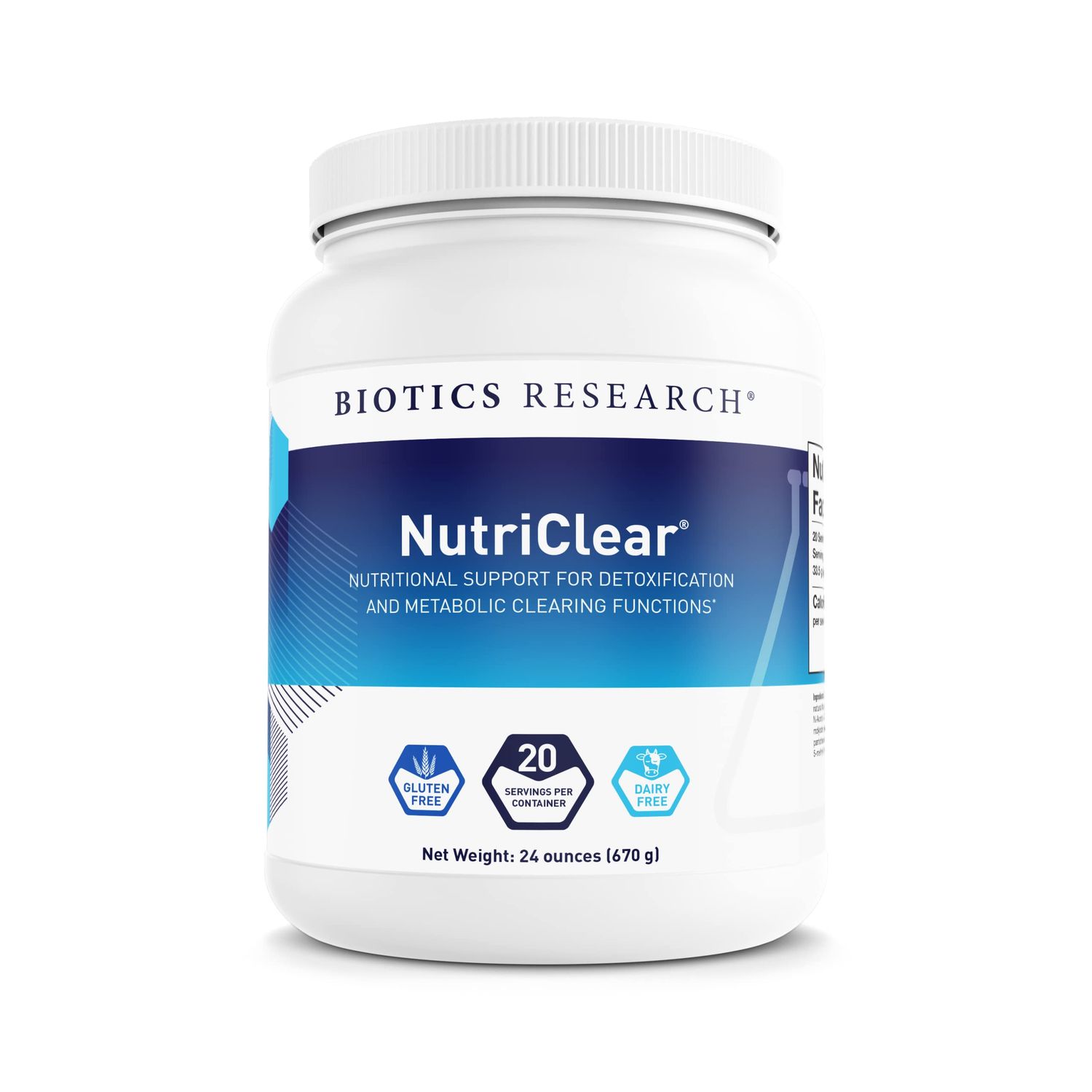 Biotics Research NutriClear - Powder. Nutritional Support for Detoxification and Metabolic Clearing. Healthy Body Composition. Glutathione. 17g Organic Pea, Medium Chain Triglycerides 24 Oz 670 g