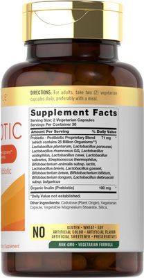 Carlyle Probiotic with Prebiotics Postbiotics 25 Billion CFU 60 Capsules Supplement for Women Men Powder Pills Vegetarian, Non-GMO Gluten Free