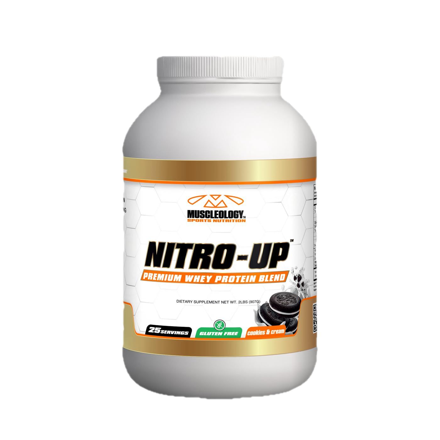 MUSCLEOLOGY Nitro-Up Hydrolyzed Whey Isolate Protein, Cookies Cream, 2 Pound