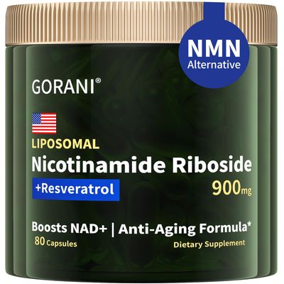 Gorani NAD Supplement 900MG, Nicotinamide Riboside, Liposomal Resveratrol, Quercetin - MNM Resveratrol Supplement 80 Count Pack of 1