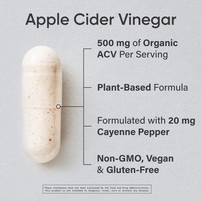 Sports Research Apple Cider Vinegar with Cayenne Pepper 500mg Made from Organic Fermented Apple Cider - Non-GMO Project Verified Vegan Certified 120 Veggie Capsules