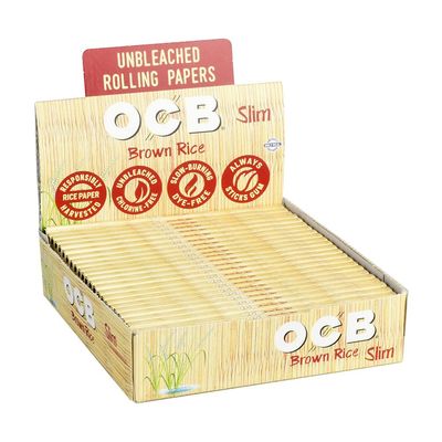 24pc Display - OCB Brown Rice Rolling Papers Slim
