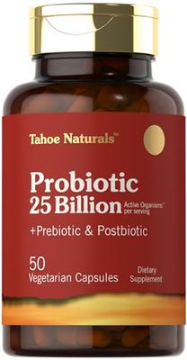 Carlyle Prebiotic, Probiotic Postbiotic 25 Billion CFU 50 Powder Pills Men and Womens Digestive Health Vegetarian and Non-GMO Supplement