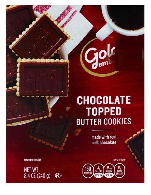 Milk Chocolate Coated Butter Cookies, Real Cocoa, Crunchy Thins For Snacking Snack Holiday Gift Treat Dessert, 8.4oz Box