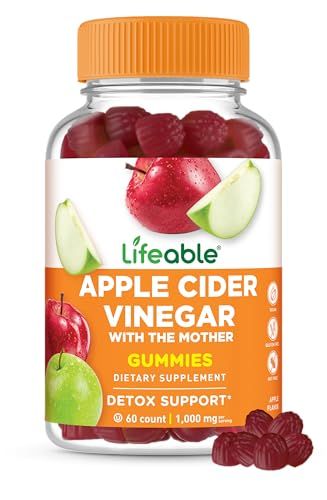 Lifeable Apple Cider Vinegar Gummies with Mother 1000 mg Advanced ACV for Detox Cleansing, Supports Metabolism, Digestion, Energy 60 Gummies for Weight Loss and Belly Fat
