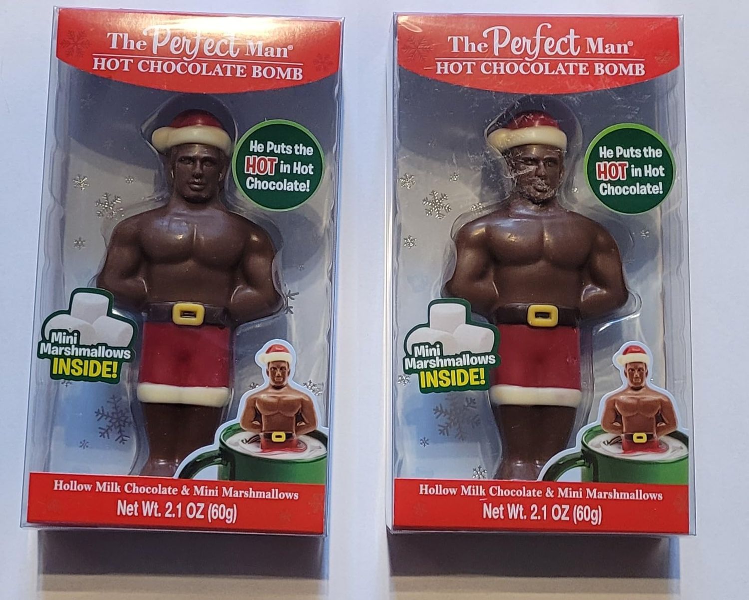 The Perfect Man Hot Chocolate Melting Figure with Marshmallows 2 pack, red