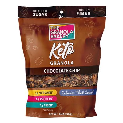TGB Chocolate Chip Granola Cereal, Keto Friendly Snack, No Added Sugar, Gluten Free, High Fiber, 8oz Resealable Bag Pack of 1