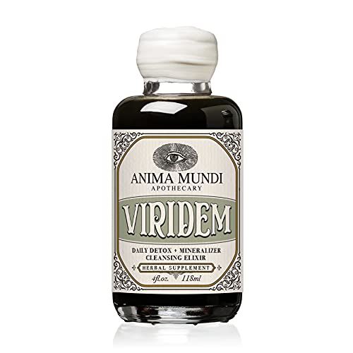 Anima Mundi Apothecary Viridem Greens Detox Elixir - GI Liver Detox Liquid Supplement, Natural Herb Cleanse with Chlorophyll, Moringa Organic Chlorella 4oz 118ml